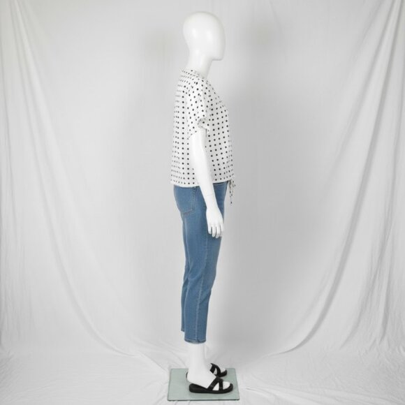 Zara Polka Dot Front Tie Blouse M – V-Neck Cropped Summer Top - Picture 3 of 13